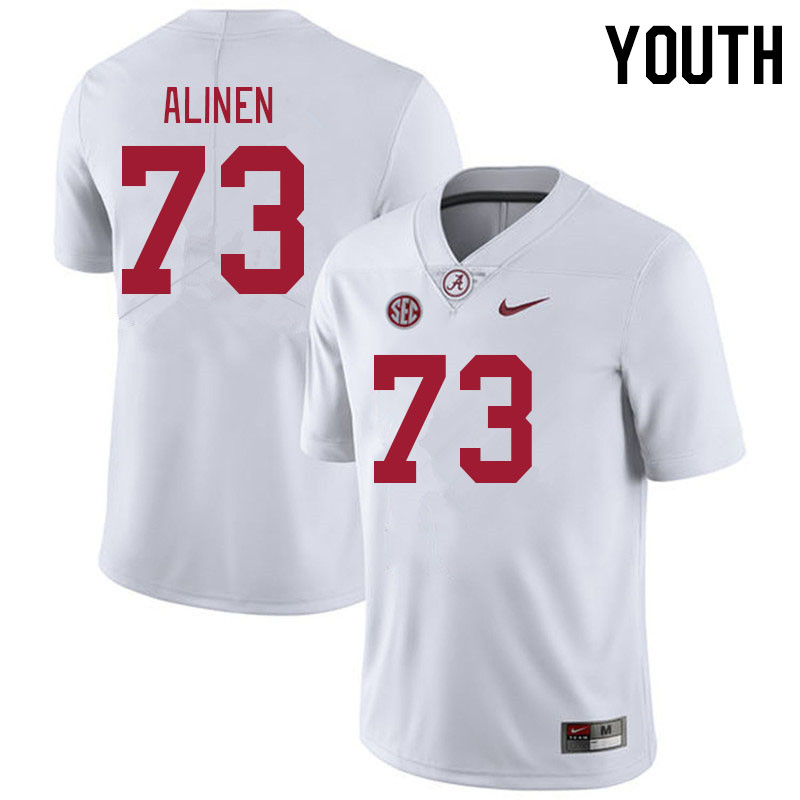Youth #73 Olaus Alinen Alabama Crimson Tide College Footabll Jerseys Stitched-White
